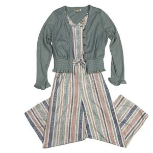 Girl's Blue Pink Striped‎ Matching Set Size 14